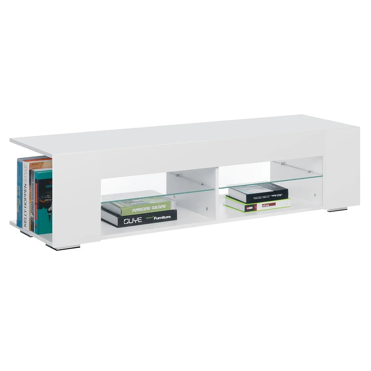 High Gloss 4-Shelf TV Stand with Bookshelves M951