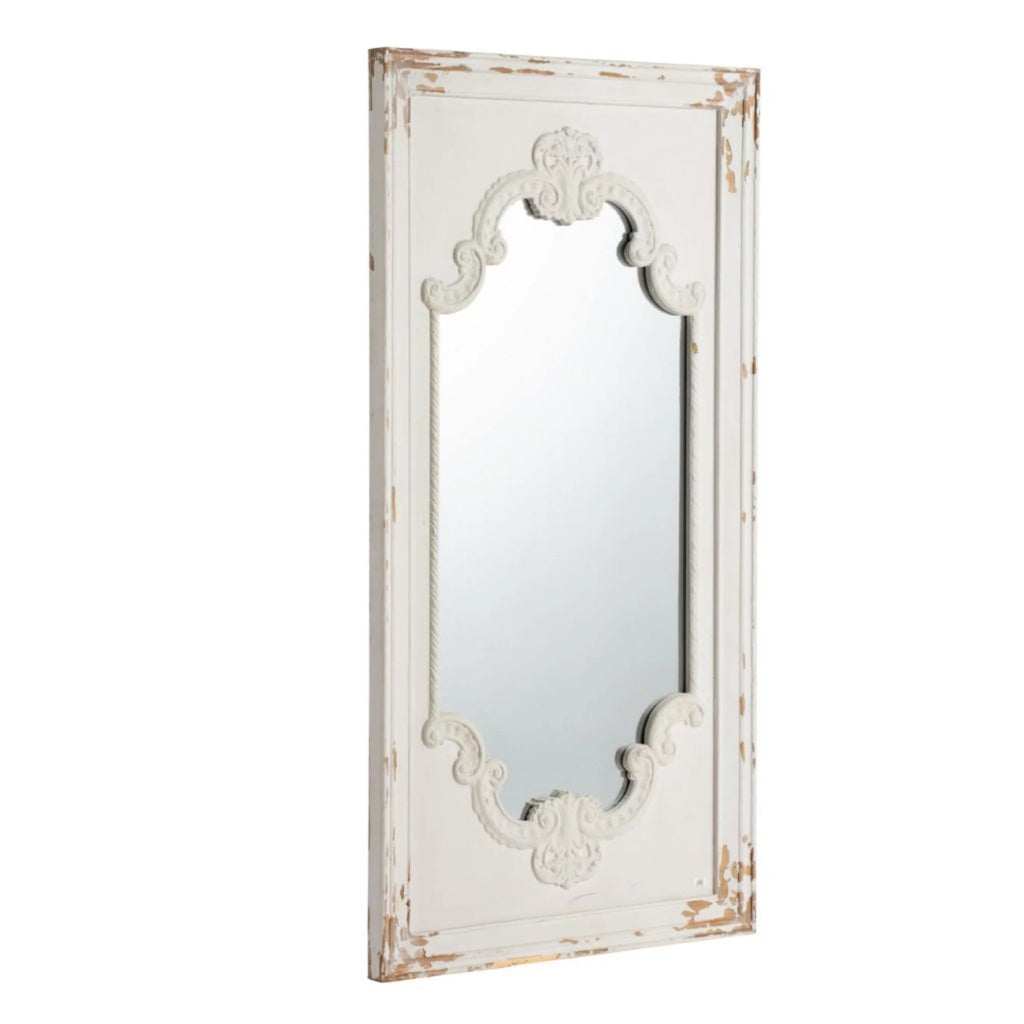 White Antique Style Large Rectangular Wall Mirror P258