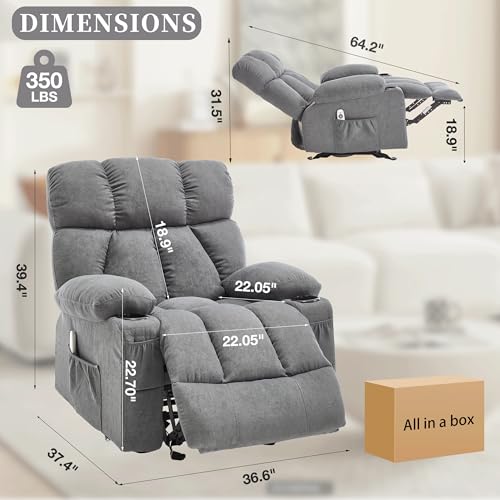 Beige Massage Heat Recliner Chair A308956